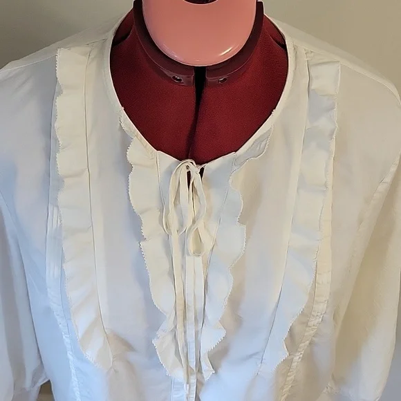 Olsen Fashion White Ruffled Blouse - Picture 7 of 16